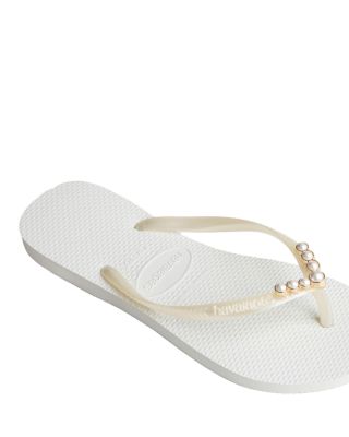 Women's Slim White Flip Flop Sandals