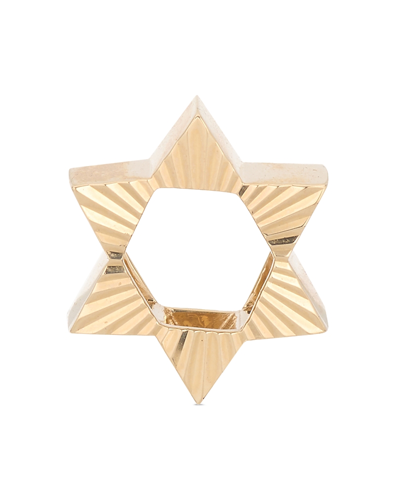 Adina Reyter 9k Yellow Gold Star Of David Fluted Big Bead Pendant In Gold