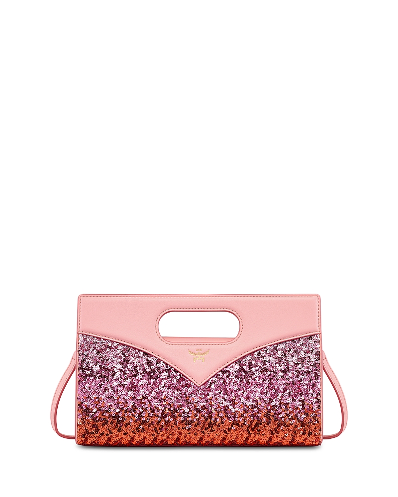 Mcm Diamond Tote In Sequin Leather In Sangria