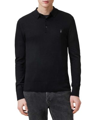 ALLSAINTS - Mode Regular Fit Merino Wool Long Sleeve Polo Sweater