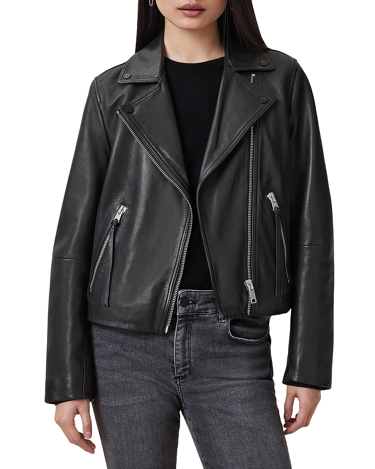 Allsaints Dalby Slim Fit Leather Biker Jacket