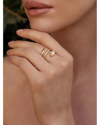 Marquise Cubic Zirconia Coiled Snake Ring in 18K Gold Plated