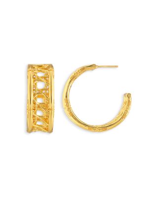 Veranda Caning Hoop Earrings in 18K Gold Plated