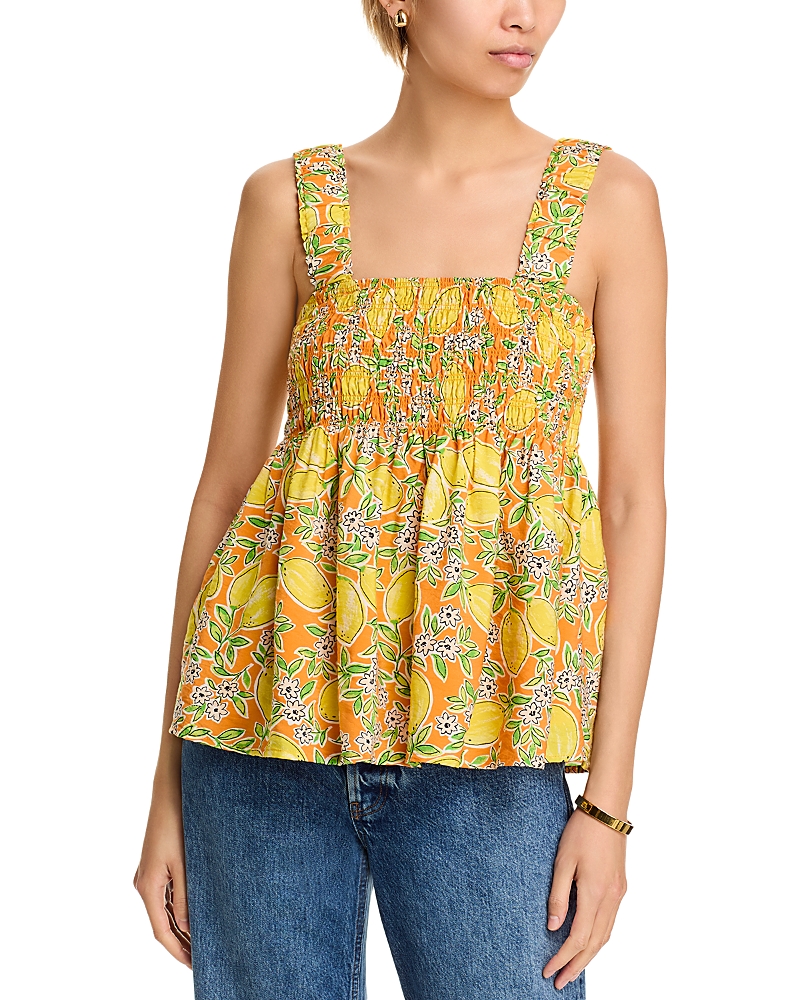 Aqua Smocked Lemon Tank Top - Exclusive