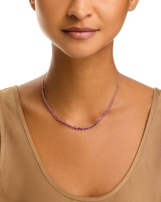 Amethyst Adjustable Tennis Necklace in 14K Yellow Gold, 14-17"