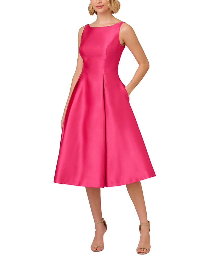 ADRIANNA PAPELL SLEEVELESS TEA-LENGTH DRESS