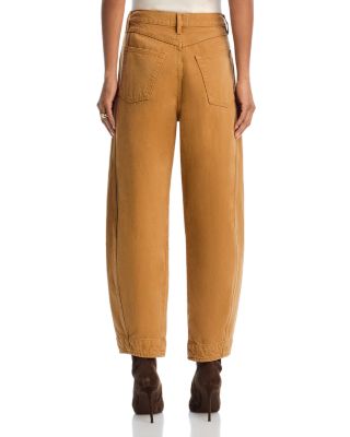 The Twisted High Rise Wide Leg Ankle Jeans in Biscuit