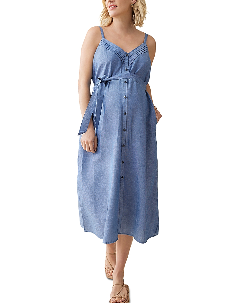 Ingrid & Isabel Maternity Chambray Button Front Dress In Chambray
