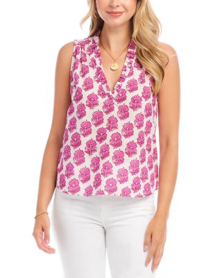 Karen Kane - Sleeveless Ruffle Trim Top