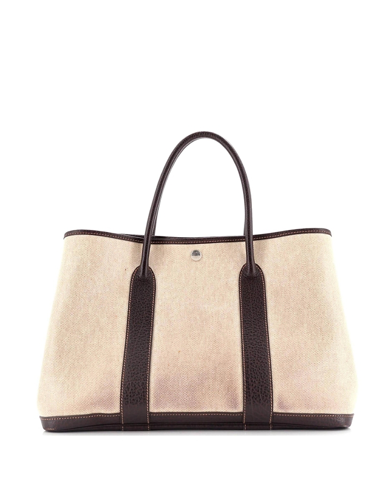 Shop Pre-owned Hermes Hermes 36 Garden Party Tote Toile And Leather In Brown/ Natural
