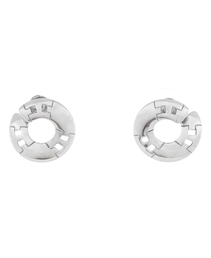 PRE-OWNED HERMES PRE-OWNED HERMES H HUGGIE EARRINGS 18K WHITE GOLD