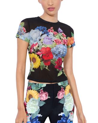 Alice and Olivia Tess Crewneck Mesh Tee | Bloomingdale's