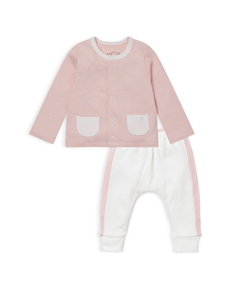 Mori Girls' Play Date Cardigan & Jogger Pants Set - Baby In Blush Stripe