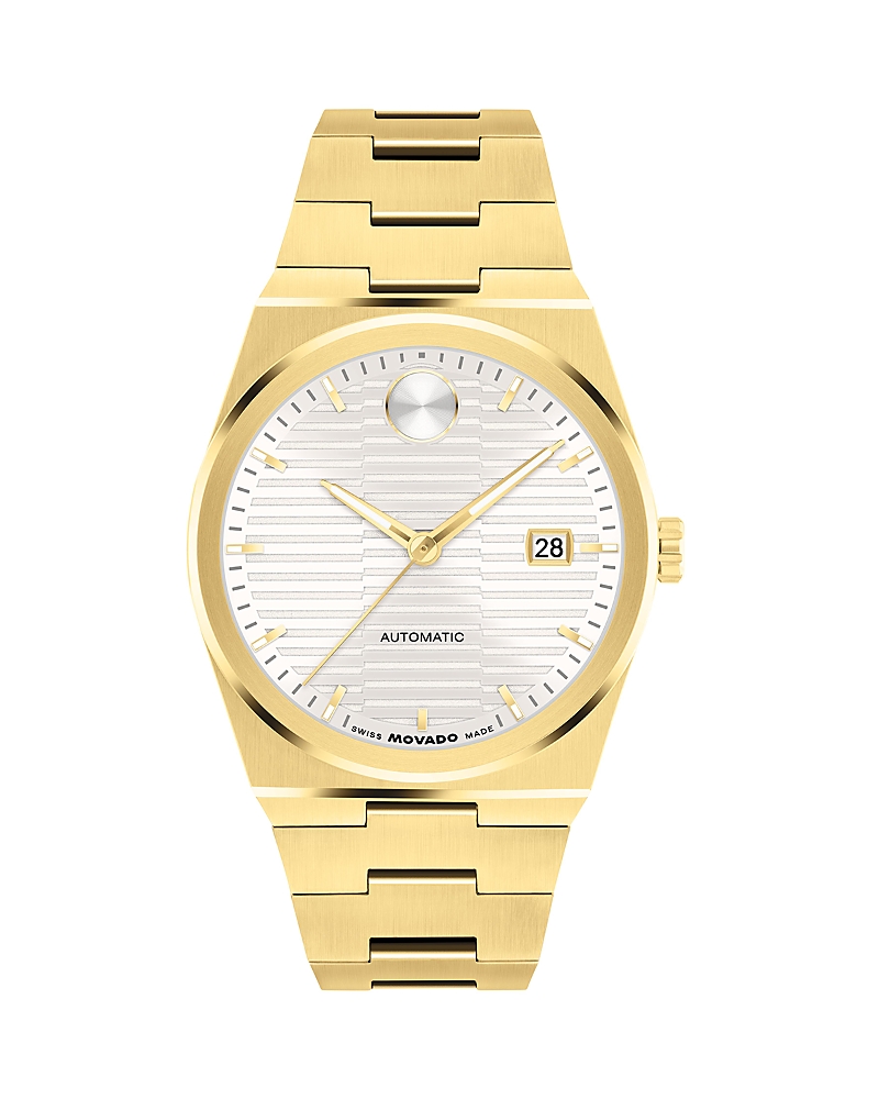 Movado Men's Bold Quest Swiss Automatic Ionic Plated Light Gold Steel Watch, 39mm In White/gold