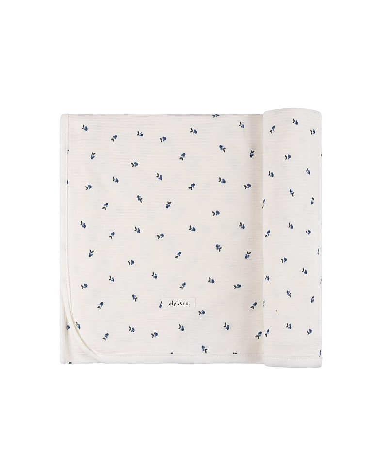 Ely's & Co. Ribbed Cotton Zipper Blanket Collection In Ivory/blue Berry