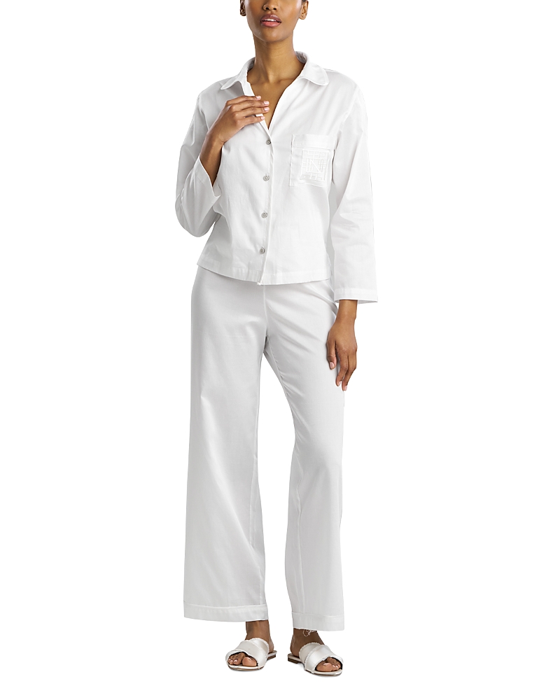 Natori Sateen Embroidered Essentials Long Pajama Set