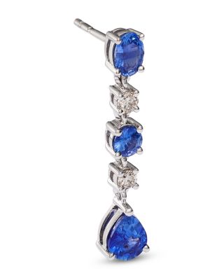 Sapphire & Diamond Linear Drop Earrings in 14K White Gold