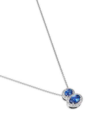 Sapphire & Diamond Pendant Necklace in 14K White Gold, 20"