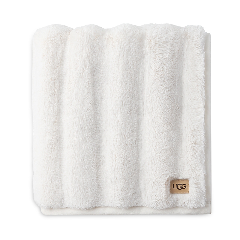 Ugg Tidal Faux Fur Throw Blanket In White