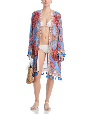 Printed Tassel Short Cover Up Robe - Exclusive