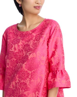 Ruffle Sleeve Jacquard Dress