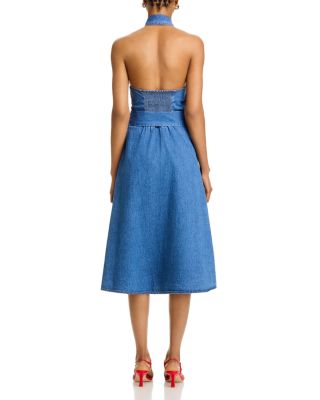 Alice and Olivia Chassidy Chambray Halter Dress | Bloomingdale's