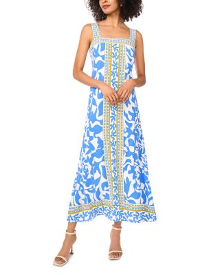 VINCE CAMUTO - Printed Square Neck Maxi Dress