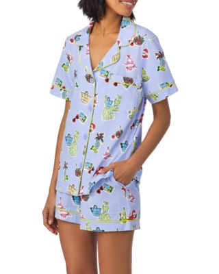 Printed Short Sleeve Boxer Pajama Set