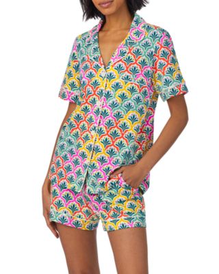 Printed Short Sleeve Boxer Pajama Set