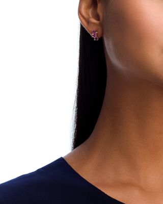 Pink Sapphire & Diamond Stud Earrings in 14K Rose Gold