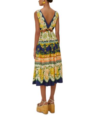 Amazon Garden Cream Cut Out Midi Dress