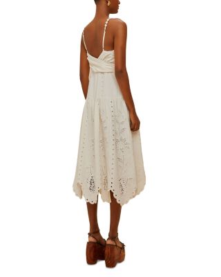 Off White Richilieu Eyelet Midi Dress