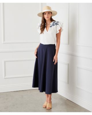 Embroidered Ruffled Top