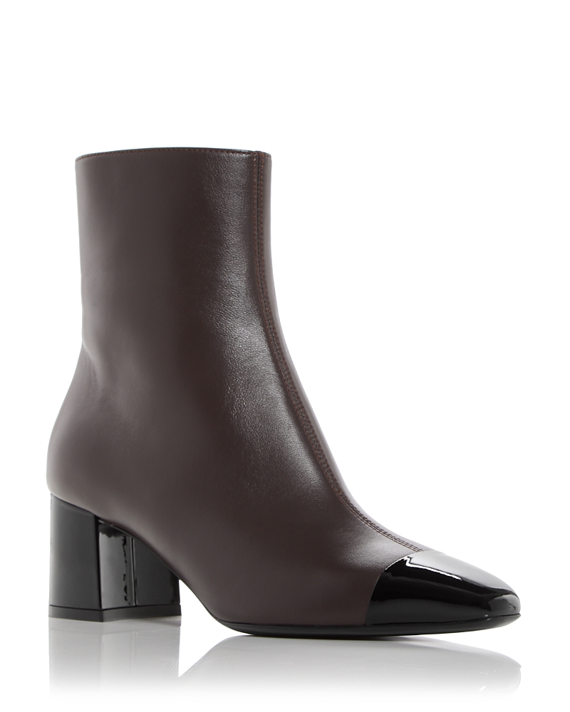 Ferragamo Sambi Cap-toe Leather Ankle Boots In Brown