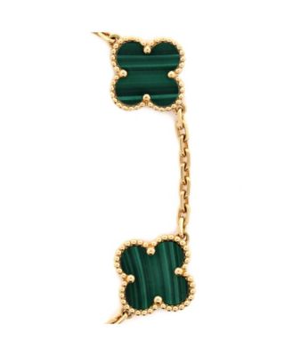 Vintage Alhambra 5 Motifs Bracelet 18K Gold and Malachite