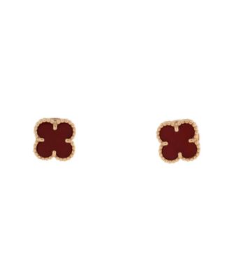 Pre-Owned Van Cleef & Arpels - Sweet Alhambra Stud Earrings 18K Rose Gold and Carnelian