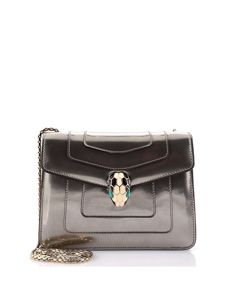 Pre-owned Pre-owned Bvlgari Bvlgari Small Serpenti Forever Square Shoulder Bag Metallic Leather