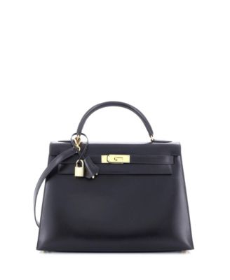 Pre-Owned HERMÈS - Kelly 32 Handbag Black Box Calf with Gold Hardware