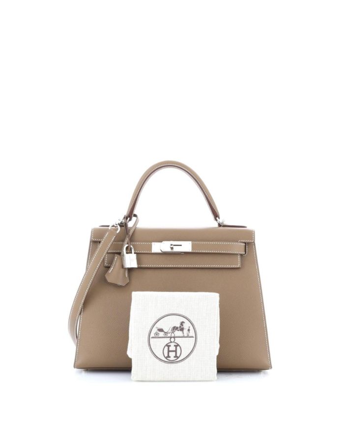 Kelly 28 Handbag Epsom with Palladium Hardware