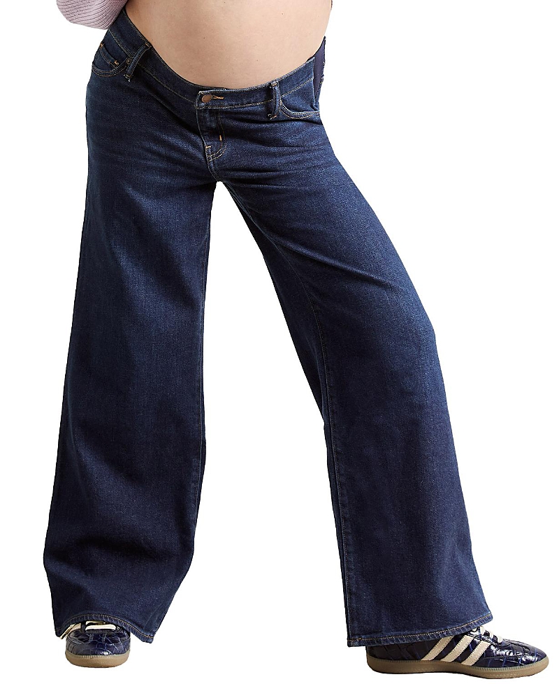 Hatch Collection Under the Bump Relaxed Wide Leg Maternity Jean in Classic Rinse