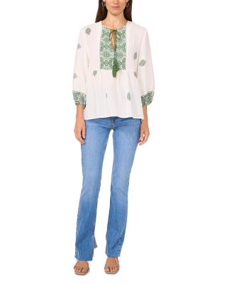 Neck Tie Peasant Blouse