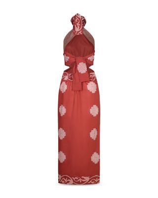 Printed Cut Out Halter Maxi Dress