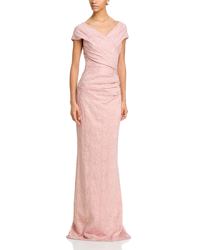 Teri Jon By Rickie Freeman Metallic Jacquard Gown