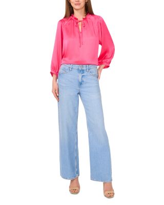 Split Neck Peasant Blouse 