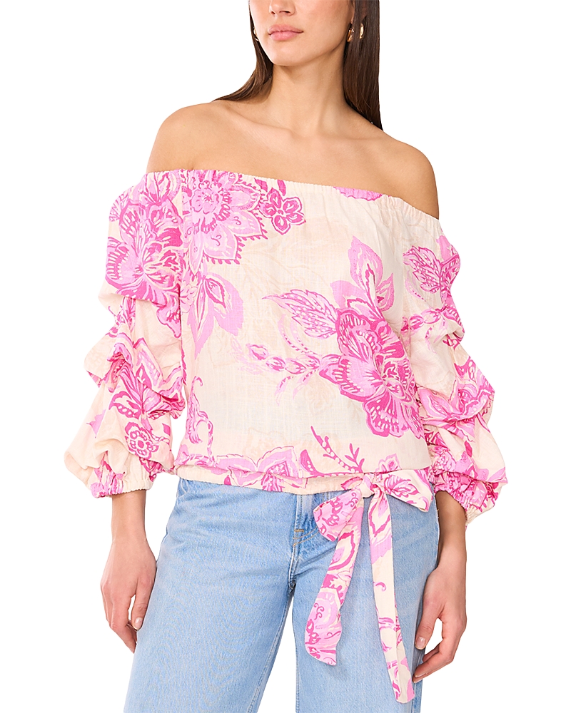 Vince Camuto Off-the-shoulder Linen-blend Blouse