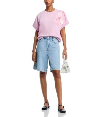 Sequin Appliqu&eacute; Short Sleeve Sweatshirt