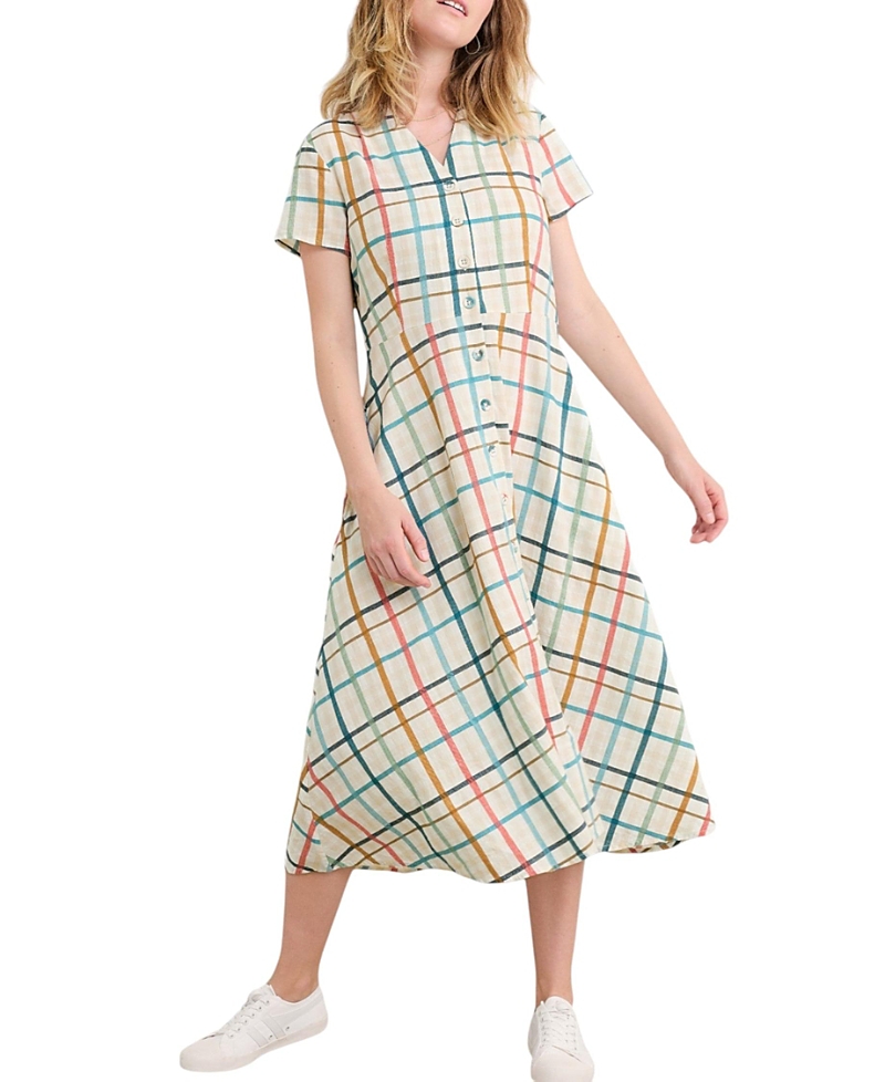 Seasalt Cornwall Carved Wood Short Sleeve Button-up Midi Dress