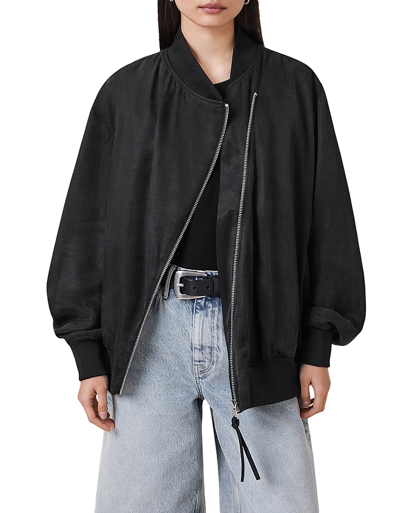 Allsaints Avril Relaxed Fit Bomber Jacket In Black