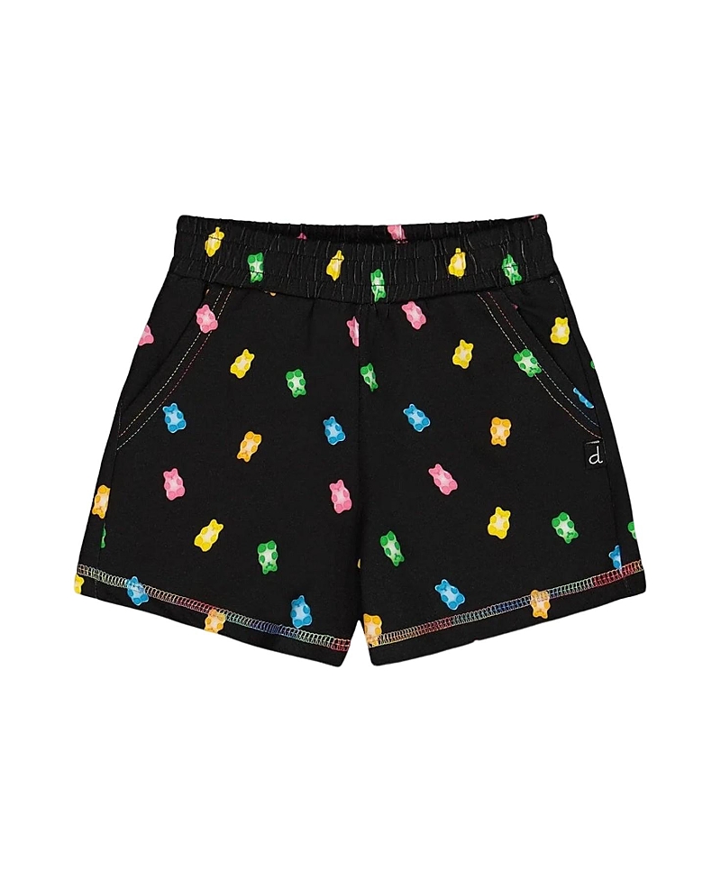Deux Par Deux Girl's Printed Short Black And Multicolored Gummies In Black And Multicolored Gummies