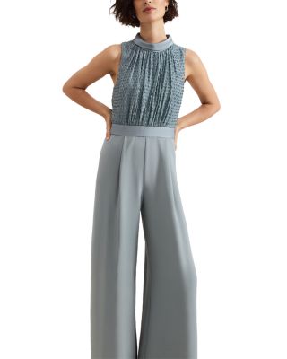 Eliza High Neck Textured Jumpsuit